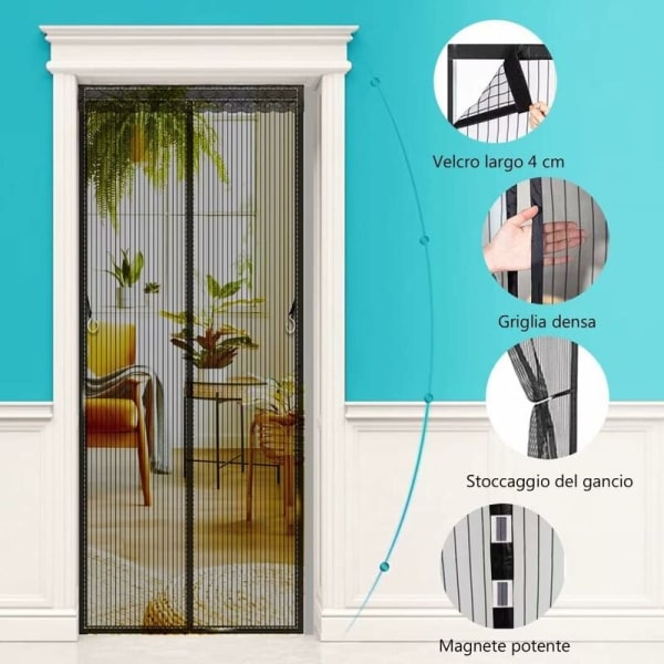 Fantasy valkoinen magneettinen hyttysverkko oven mesh täysin suljettu  oviparveke helppo asentaa 150x220cm 9375 | Fyndiq