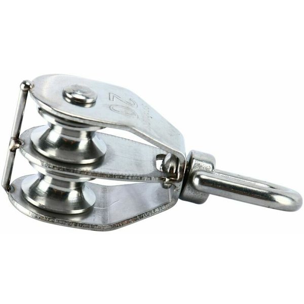 2-pack 304 rostfritt stål dubbla rullblock med dubbla rullande svängbara krokar (M20)