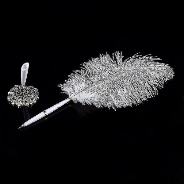 Strutsfjäderpenna Deluxe Swan Writting Pen Bröllop Penna Signering Penna