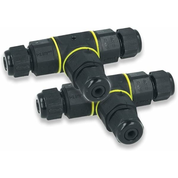 Sats med 2 vattentäta T-kontakter, IP68, maximalt tvärsnitt 2,5 mm²
