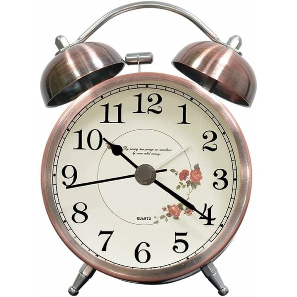 Klassisk klockalarm, vintage retro tyst morgonlarm, belyst analog alarmklocka för barn, vuxna