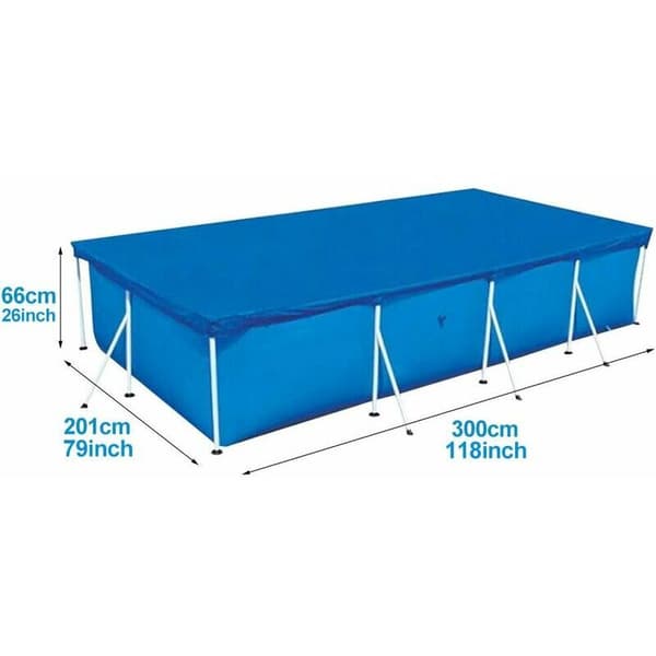Rektangulärt rörformat poolskydd, rektangulärt poolskydd, rörformat poolskydd, regnskydd - Blå (300X200CM)