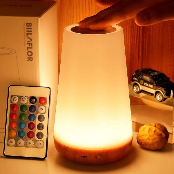 Touch-lampa, bärbar dimbar bordslampa för sängbord för sovrum med, 5 nivåer varmt vitt ljus & 13 färgskiftande Rgb nattljus för kontor/hallar/