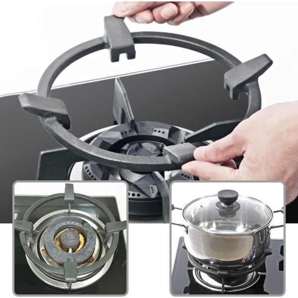 Universal gjutjärnshållare för wok-grytställ, halkfri spis tillbehör för grytställ (16 cm)