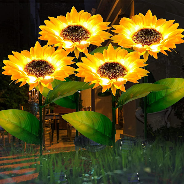 Sunflower Solar Lights Outdoor, Uppgraderade Solar Garden Stake Lights, Solar Waterproof LED Light, Perfekt användning för trädgård, uppfart, gräsmatta, uteplats dekoration
