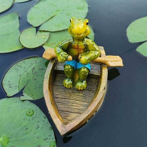 Triumph Crawling Pond Flytande groda Resin Staty - Flytande sköldpadda staty för trädgård Yard Gräsmatta Pond Pool