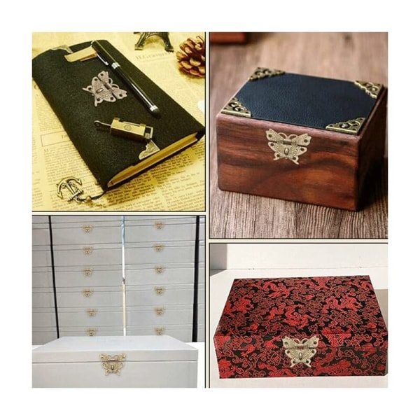 STK Vintage æskelås Vintage låse sommerfugleform dekorative låse Hængelås låse til smykkeskrin i kabinet