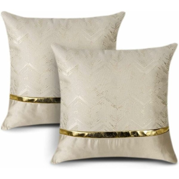 Set med 2 sängsoffa bilkuddfodral lyxig modern minimalistisk inredning guld lädersömnad vågiga ränder 40x40cm (svart)