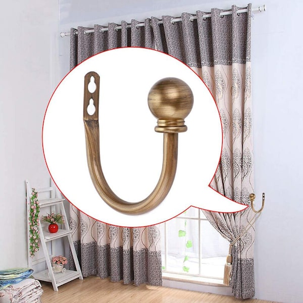 Runda gardinändar Dekorativa väggmonterade gardinkrokar Gardinkuländekrokar 2-pack Borstad nickel U-krokar