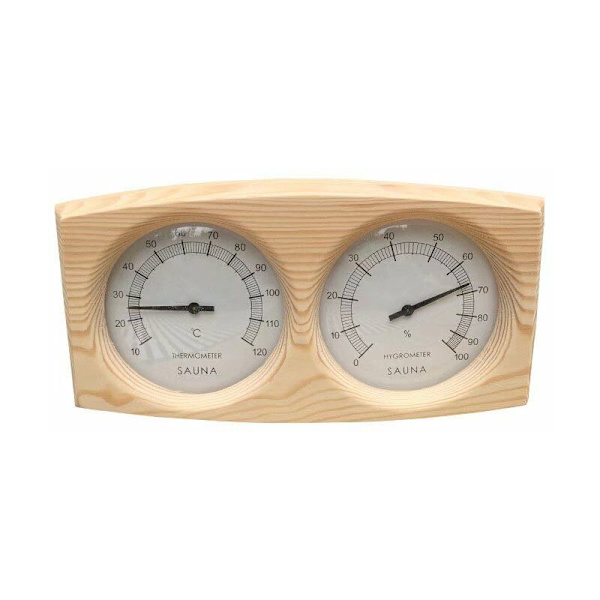 Hygrometer och termometer i furu för bastugolv, spa och bastutillbehör