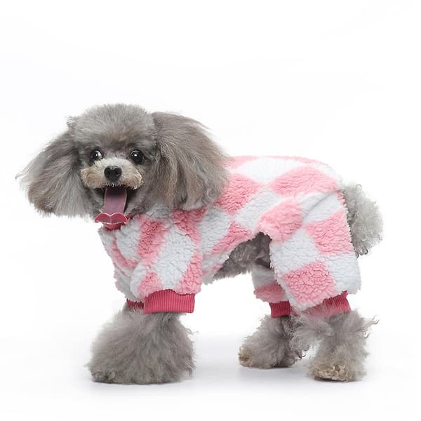 Fyrbenta husdjurskläder höst och vinterkläder hem hundkläder flanellpyjamas