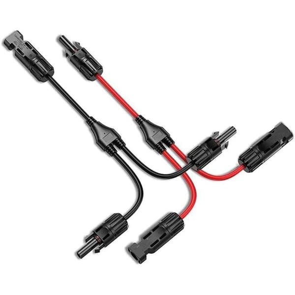 2 par Y-solcelle-stik, 2-vejs panelkabel-adapterfordelingsstik, tilslutning til solcelleanlæg.