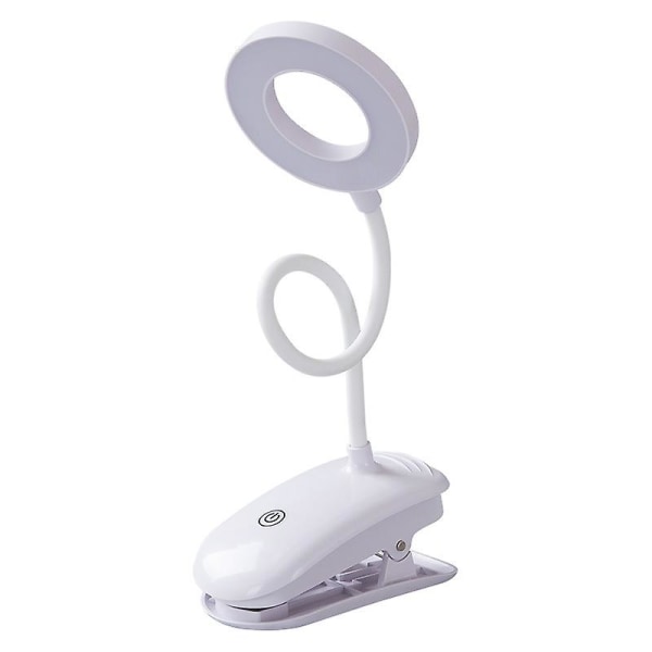 Led bordslampa, ledklämmor, USB laddningsläsbelysning, flexibla 3 ljuslägen och vitt, 360 justerbar klämma, beröringskänslig kontroll