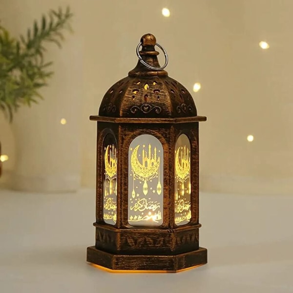 Ramadan dekorativ lampa, Eid Mubarak lykta månstjärna dekoration, Ramadan dekoration Muslimsk festival dekorativ, brons
