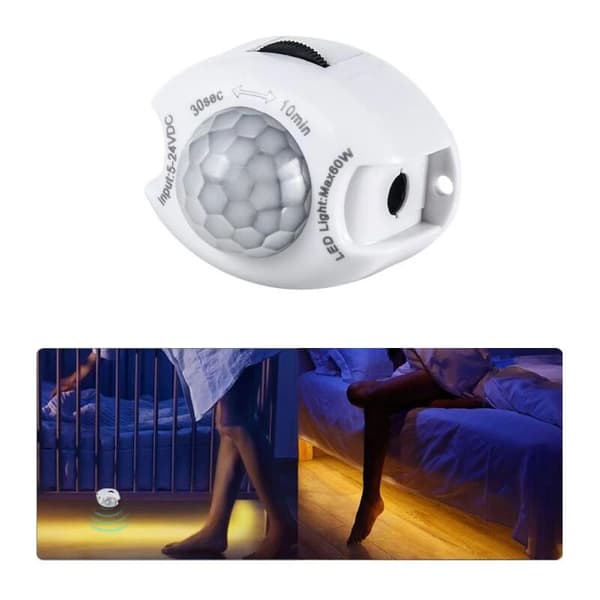 DC 5V 12V Rörelsesensor Ljusströmbrytare Rörelsedetektor Timer Aktivering Auto PIR Rörelsesensor Ljus (Ljusremsa och Strömkälla Ingår Ej)
