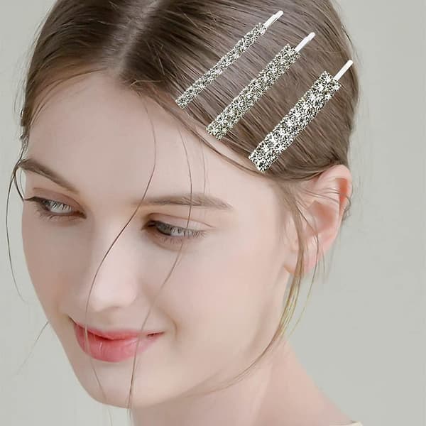 3-pack glittriga diamanthårklämmor Bling strass hårnålar kristallhårspännen tillbehör