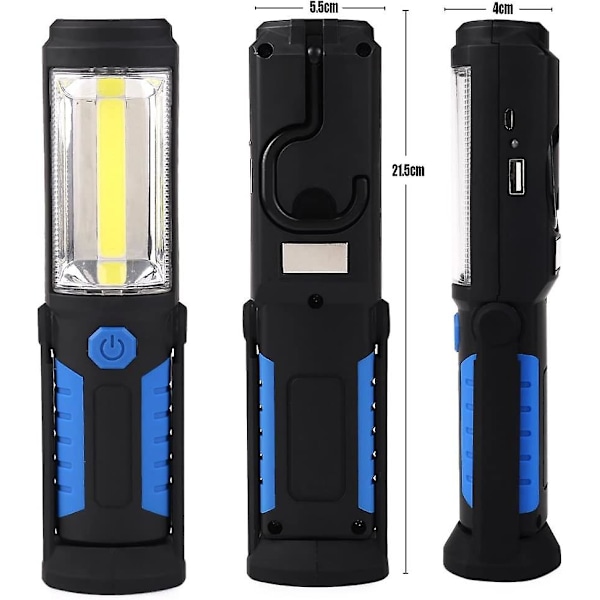 Genopladeligt Led arbejdslys med magnetisk ledningsfri Cob Led lommelygte Batteriinspektionslys