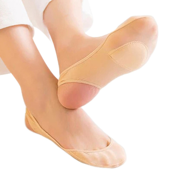 Sock-stil Kulfotkuddar För Kvinnor Lätta Tunna Andningsbara Båtsockor Mjuka Metatarsal Kuddar-4（hudfärg）