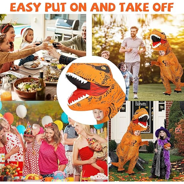 Dinosaur Oppustelig Rolleleg Kostume Tyrannosaurus Rex Anime Tegneserie Party Kostume Halloween Kostume Orange - Børn 120-140cm