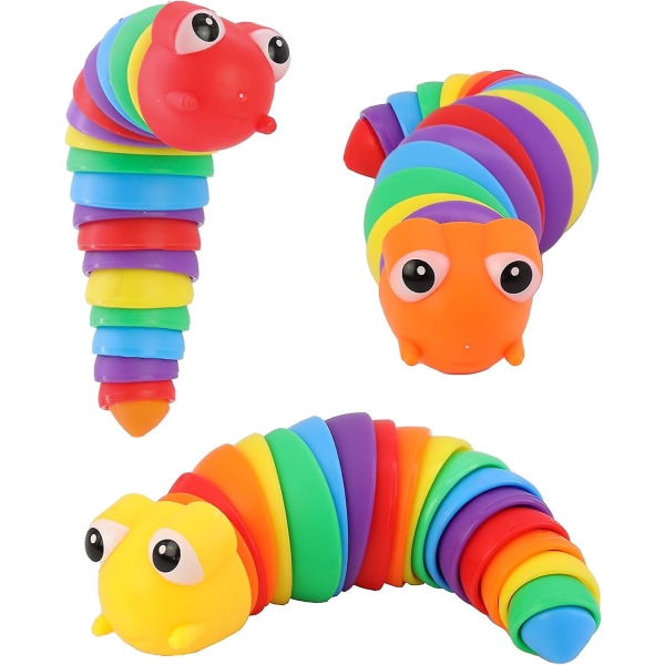 Slug Toy 3D Rainbow Fidget Snigel Caterpillar Färg Sensorisk leksak Antitryck Kreativ Brosch Födelsedag Barn Vuxen Regnbåge