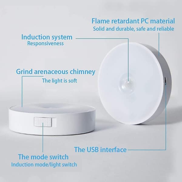 3-pack trådlösa LED-nattlampor med rörelsesensor, USB-laddning