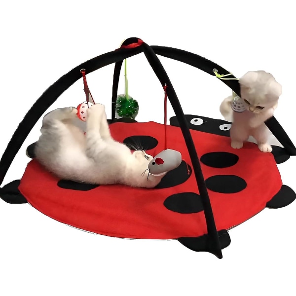 Multifunktionell sällskapsdjur kattunge katt interaktiv aktivitet mjuk sammet hopfällbar leksak madrass säng hängmatta tält, rött