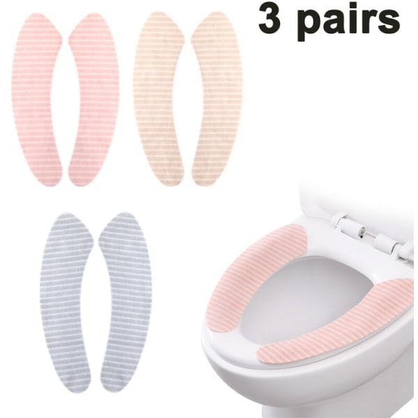 3 Pair Toilet Seat Cover Padded Cushion Adult Two Piece Bathroom Soft Thicken Washable Cloth Toilet Seat Cushion