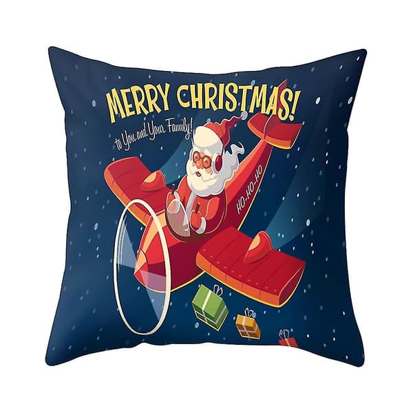 Jultryckt Kuddfodral Polyester Soffa Bil Kuddeöverdrag Heminredning 4st