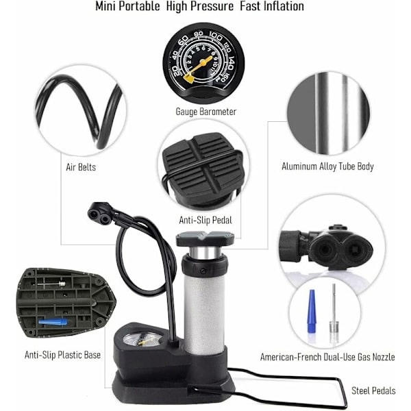 Cykelpump Mini Bärbar Luftpump Cykel Golvpump Manometer för Landsvägscyklar Bollar Simring Cykel Luftmadrass