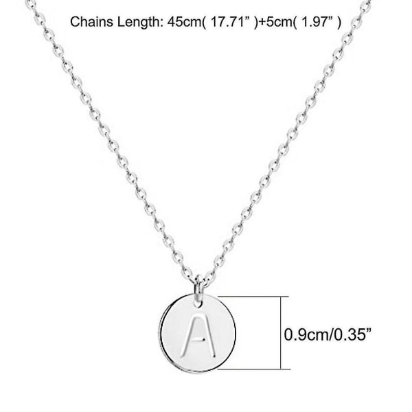 Enkel bokstav litet hänge halsband, ihåligt bokstavshalsband-26 (Silver)