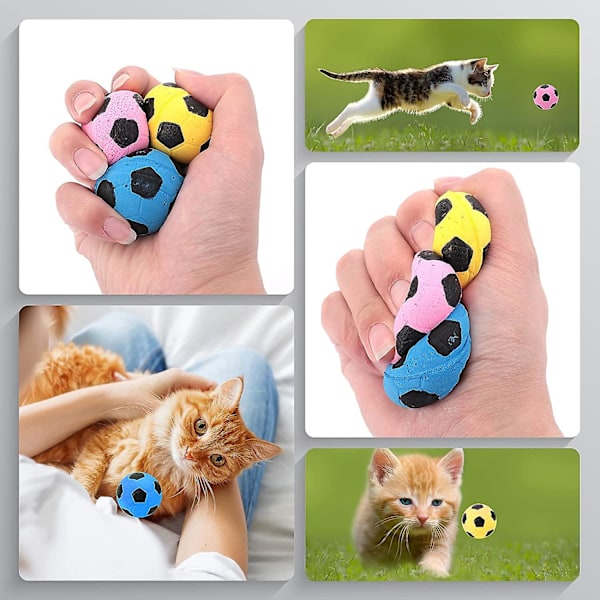10 stycken 4 cm katt leksak boll skum fotboll aktivitet katt leksak interaktiv boll leksak färg slumpmässig