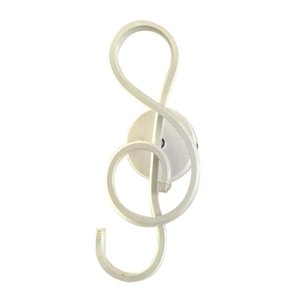 Vit LED-vägglampa med musiknoter