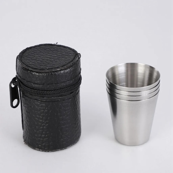 12 st/set Mini Vinkoppar 30ml Rostfritt Stål Koppar Resemugg Set Bärbara Drickkoppar Vinglas För Resor Utomhus Picknick Camping