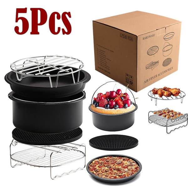 7\" Air Fryer Tillbehör Set Av 5Svart
