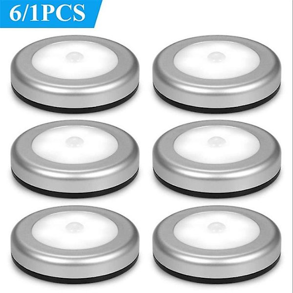 Rörelsesensor Batteridriven Led Under Skåpsbelysning, Puckljus, Trådlösa Under Diskbelysning För Hall, Sovrum, Skafferi (6-pack)
