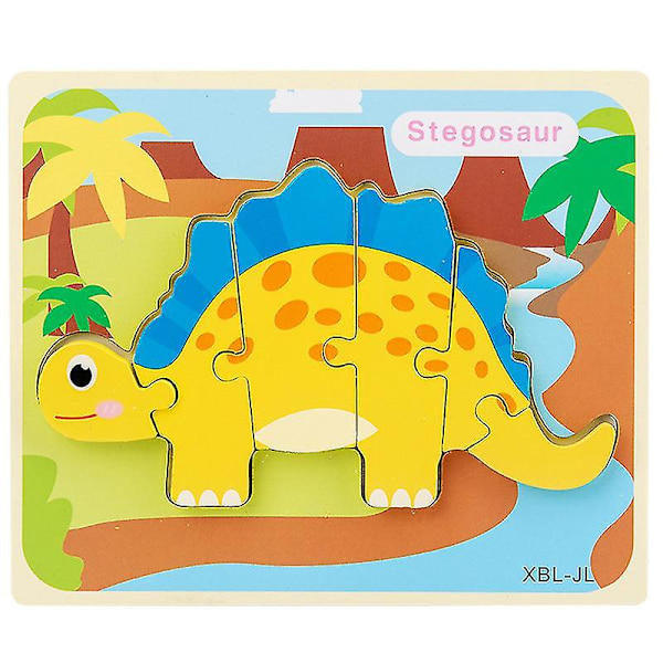 Dinosaur Träpussel 3d Cartoon Jigsaw Pedagogiska Förskola Inlärningsleksaker För Småbarn Barn-4（D）