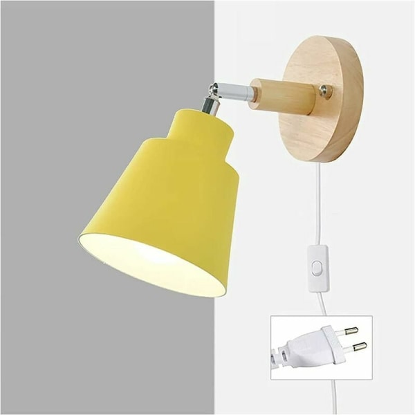 1-delad vägglampa med trådkontakt Fritt roterande läslampa vid sängkanten  Vägglampa inomhus med strömbrytare för spotlight i sovrum, vardagsrum (gul)  2eef | Fyndiq