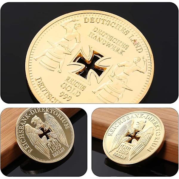 Reichsbank guldpläterade minnesmynt German Cross Eagle Challenge Coin Collection