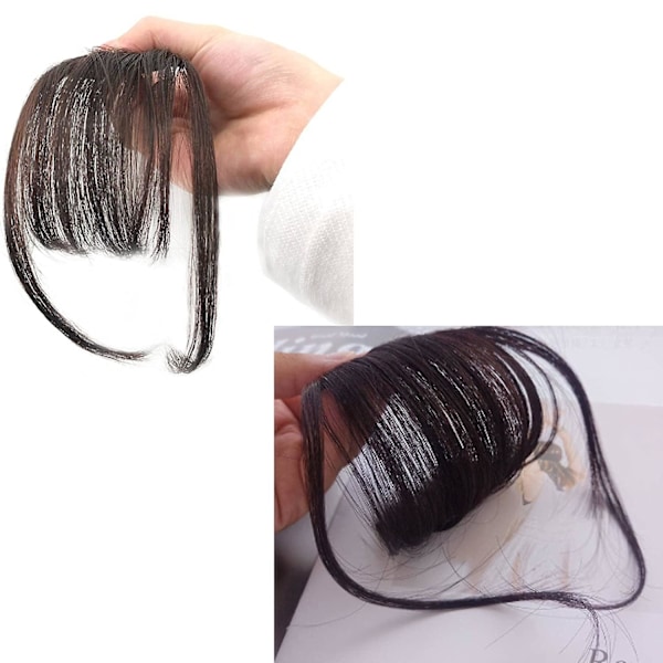 Luggs Hårklämma In Bangs Wispy Bangs Med Tinningar Hårstycken För Kvinnor Clip On Air Bangs Platta Rena Bangs Hårförlängning För Dagligt Användande (Djupt Brun) De