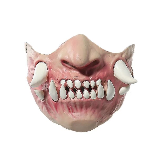 Halloween Evil Demon Mask Fangs Half Face Cyberpunk Cosplay Props