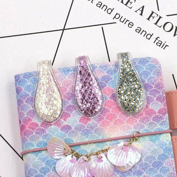 Kreativ fiskeskæl glitter magnetisk bogmærke håndlavet bog ornamenter sød dekoration kreativ bog sød magnetisk etiket