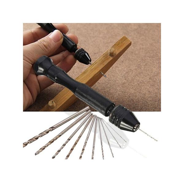 11 Dele/Sæt Mini Rotationsværktøjer Aluminium Håndbor Sæt Twist Bor Bor Smykke Valnød Maker Hobby Håndværk