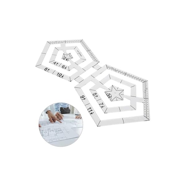 Genomskinlig mall patchwork linjal, dubbel pentagon quilting linjal, patchwork sömnad