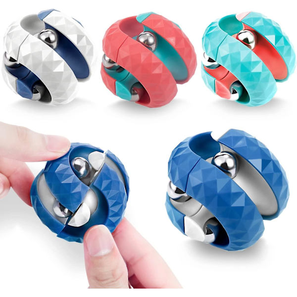 4-pak Orbit Ball Leke, Fidget Cubes Toppspinner, Som Stressavlastende Gaver & Kreative Avspenningsleker, Puslespill for Barn og Voksne