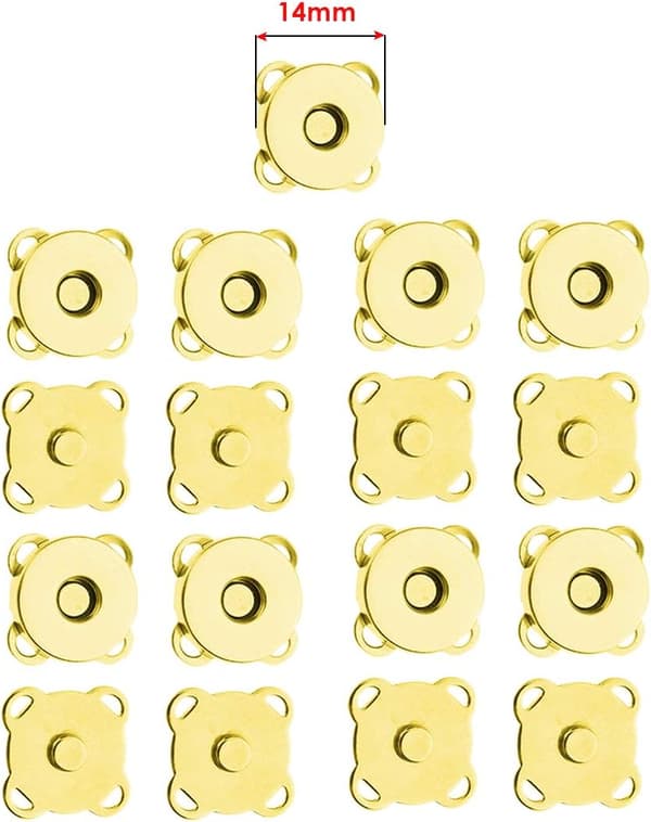 Magnetiska snäpplås för sömnad - Guld (14 mm), 50-pack