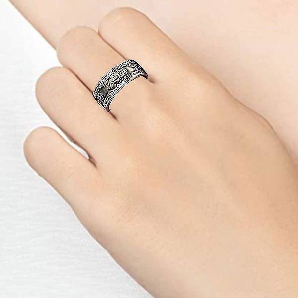 Feng Shui-ring, justerbar Pixiu-amulett, lyckobringande ring, mantra-skyddsring för rikedom, ringar för kvinnor och män - 1