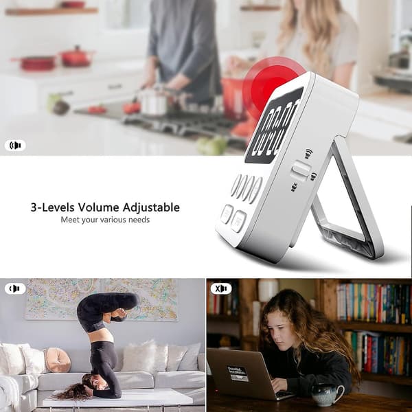 Timer, kökstimer, magnetisk digital stoppur klocka nedräkning uppräkning timer med stor LED-display volym justerbar för matlagning, träning, bakning, Cl