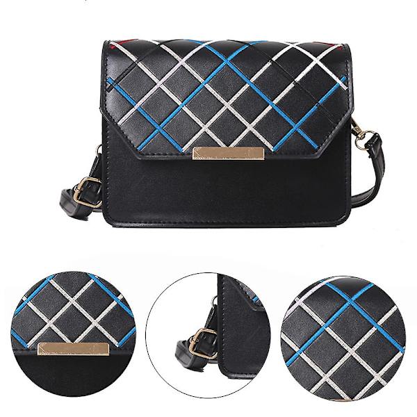 Crossbody-väskor för kvinnor Läderhandväska med justerbar rem Axelväskor svart