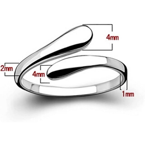 Enkel öppen justerbar ring i sterling silver för kvinnor
