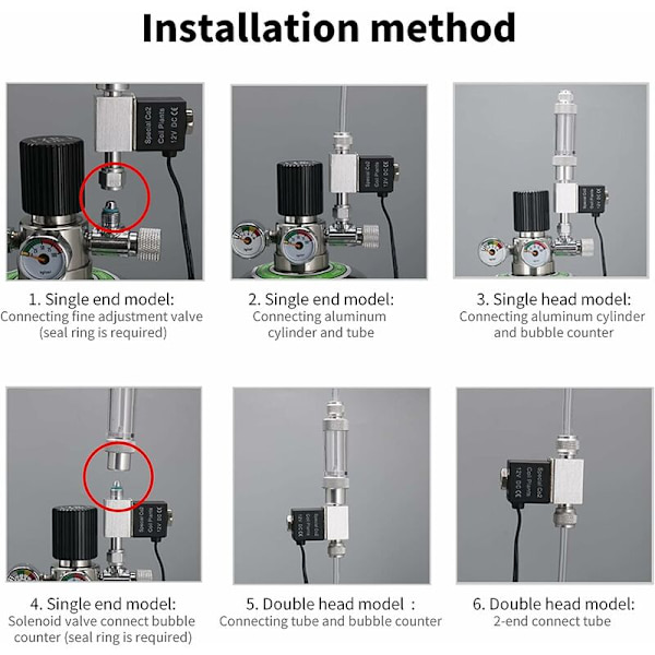 ??Magnetventil til akvarium CO2 System Regulator DC 12V Output Connect M10 1 udvendigt gevind Enkelt hoved lydløs lavtemperaturversion